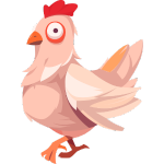 A cartoon chicken